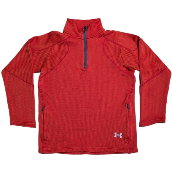 Under Armour Loose Fit Men's Orange Fuego Quarter Zip Sweater Size Small - Picture 1 of 7